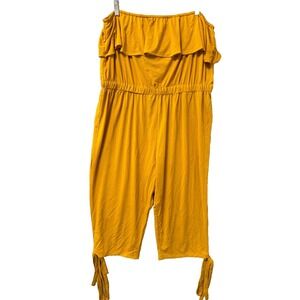 Fashion Nova Women's Capri Strapless Jumpsuit Yellow Size 3X